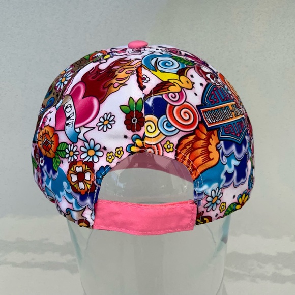 Harley-Davidson Girl’s Pink Glitter Sugar Skull and Butterflies Hat ~ 4-14 - Picture 3 of 9